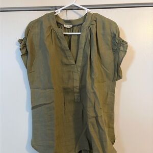 Pilcro Olive Green Blouse with Ruffled Sleeves